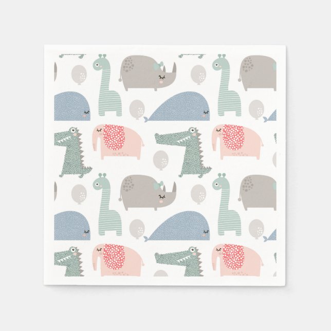 Servilleta De Papel Gracioso patrón animal facial (Anverso)