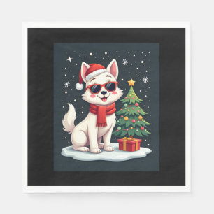 Servilleta De Papel Gracioso perro de gafas de sol festivo con árbol d