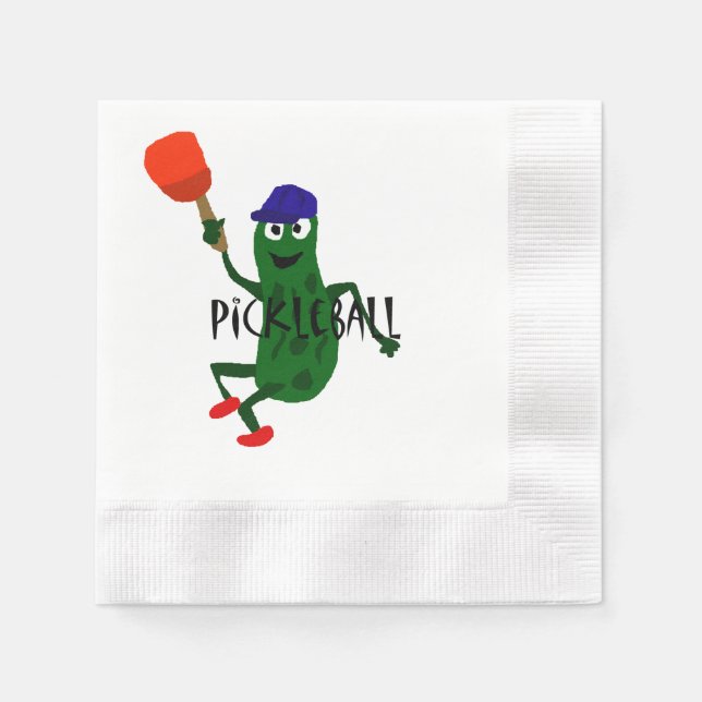 Servilleta De Papel Gracioso Pickle Jugando Pickleball (Anverso)
