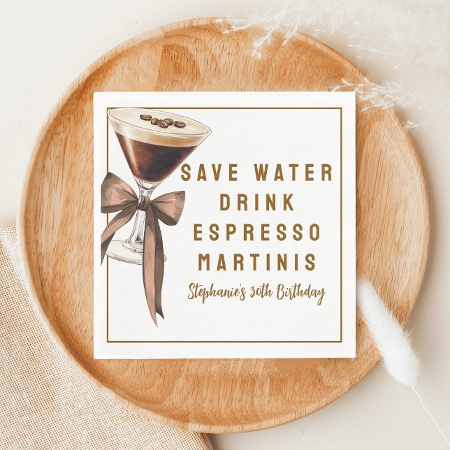 Servilleta De Papel Gracioso Salve Agua Bebida Espresso Martinis Cumpl (Subido por el creador)