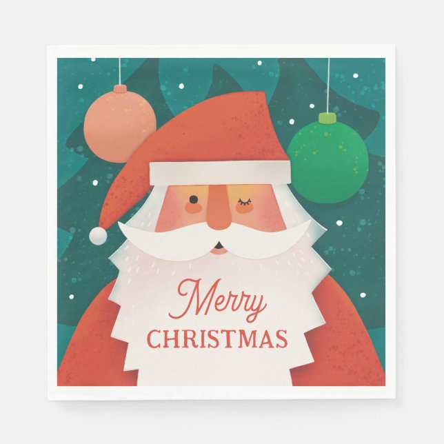 Servilleta De Papel Gracioso Santa Claus | Fiesta navideña (Anverso)