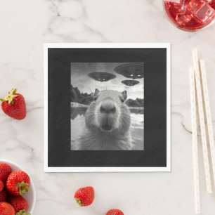 Servilleta De Papel Gracioso Selfie de Capibara con OVNI raros