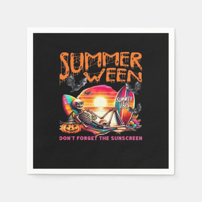 Servilleta De Papel Gracioso Summerween Skeleton Beach At Sunset Class (Anverso)