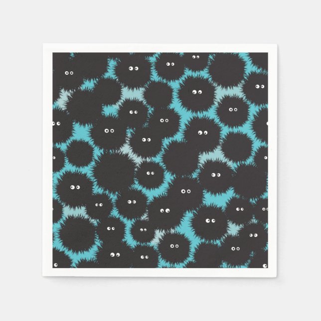 Servilleta De Papel Graciosos monstruos esponjosos negros (Anverso)