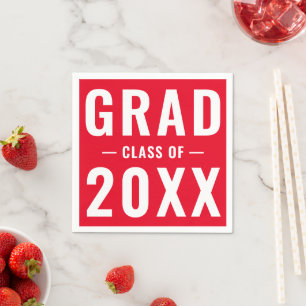 Servilleta De Papel Grad class of 2024 red moderna typography fiesta