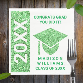 Servilleta De Papel Grad Glam Green Cap Typography Simple Fiesta