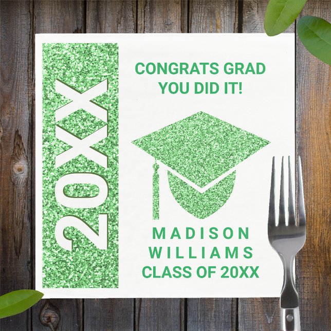Servilleta De Papel Grad Glam Green Cap Typography Simple Fiesta (Subido por el creador)