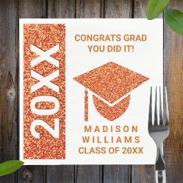 Servilleta De Papel Grad Glam Naranja Cap Typography Fiesta simple
