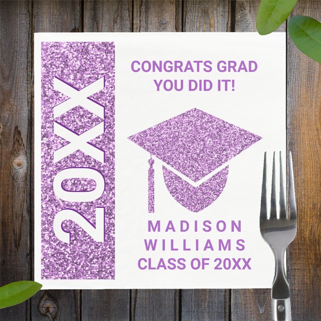 Servilleta De Papel Grad Glam Purple Cap Typography Simple Fiesta (Subido por el creador)