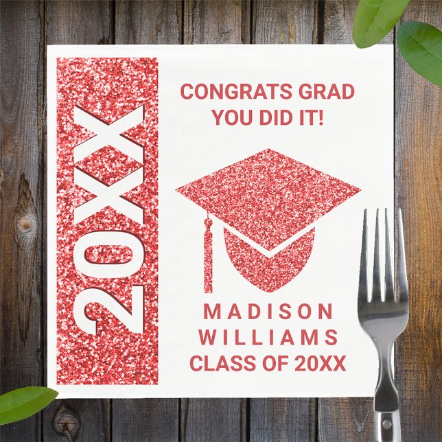 Servilleta De Papel Grad Glam Red Cap Typography Simple Fiesta (Subido por el creador)