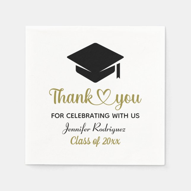 Servilleta De Papel Grad Love Y Gracias Graduation Cap Gracias (Anverso)