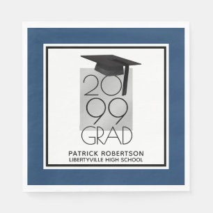 Servilleta De Papel GRAD negro y plateado Azul cambiable Graduació