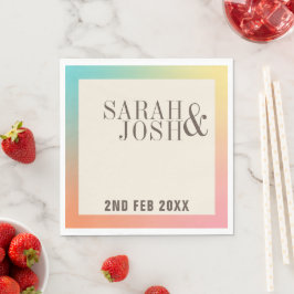 Servilleta De Papel Gradiente de arcoiris pastel Boda minimal elegante