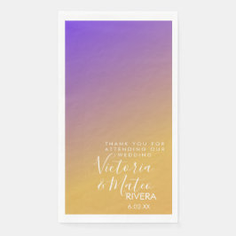 Servilleta De Papel Gradiente de Ombre Púrpura Amarillo Atardecer Boda