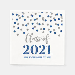 Servilleta De Papel Graduación 2021: Confetti azul oscuro