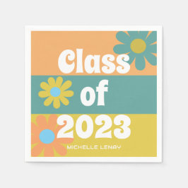 Servilleta De Papel Graduación 2023 Chicas de Retro Daisies Personaliz