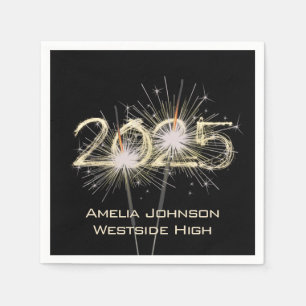 Servilleta De Papel Graduación 2024 Esparklers En Negro