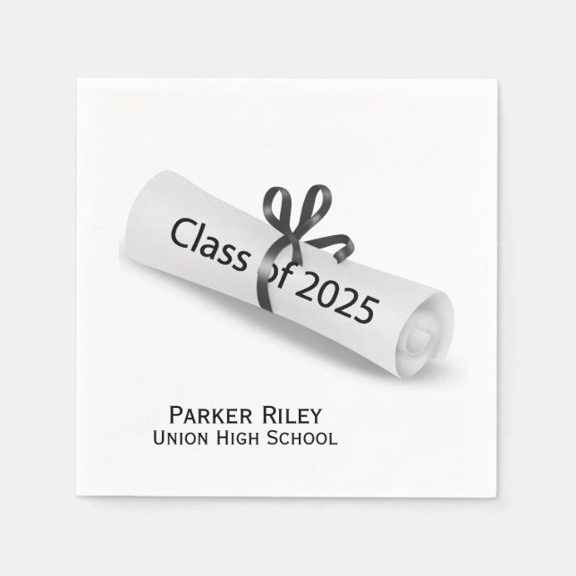 Servilleta De Papel Graduación 2025 Diploma En Blanco (Anverso)