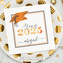 Graduación 2025 Faux Metallic Naranja Black Script