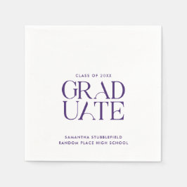 Servilleta De Papel Graduación 2025 Fiesta de tipografía púrpura