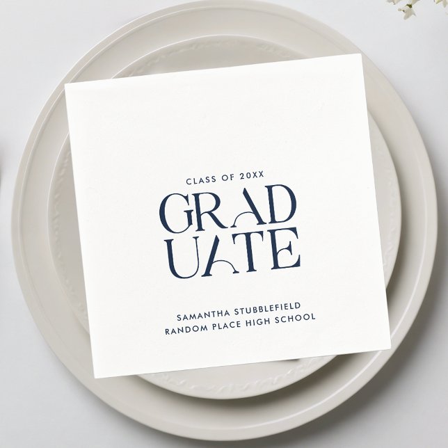 Servilleta De Papel Graduación 2025 Papel Fiesta elegante azul de la M (Graduation 2025 Navy Blue Elegant Party Paper Napkins)