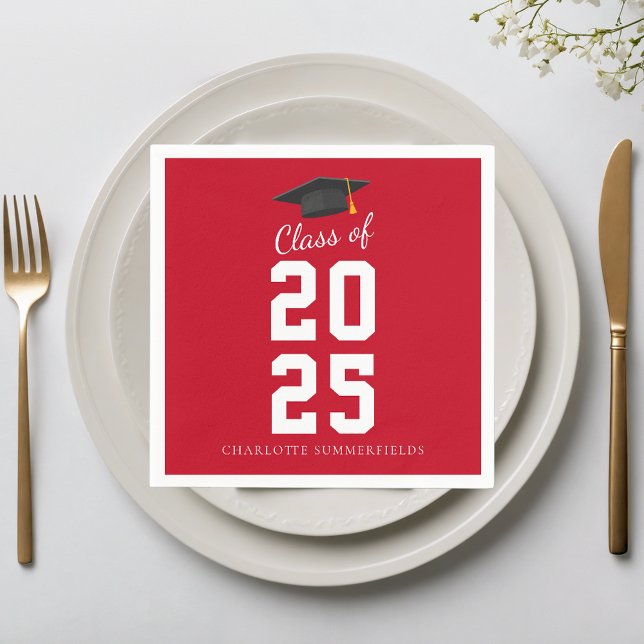 Servilleta De Papel Graduación 2025 Papel Personalizado de Fiesta de g (Graduation 2025 Grad Party Custom Paper Napkins)