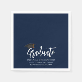 Servilleta De Papel Graduación 2025 Script Navy Blue Paper
