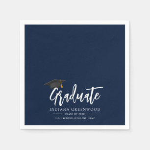 Servilleta De Papel Graduación 2025 Script Navy Blue Paper