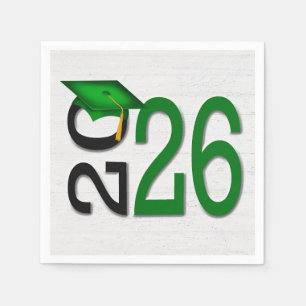 Servilleta De Papel Graduación 2025 Verde y Negro en madera