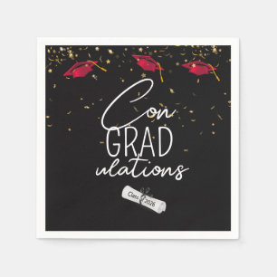 Servilleta De Papel Graduación 2026 Confeti de Graduación y Gorras Roj