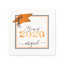 Graduación 2026 Script Naranja Metálico Falso Negr
