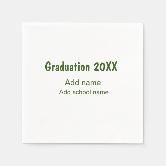Servilleta De Papel Graduación 20XX añadir nombre de año escuela verde (Anverso)