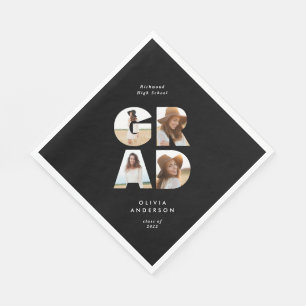 Servilleta De Papel Graduación 4 foto moderna blanco negro personaliza