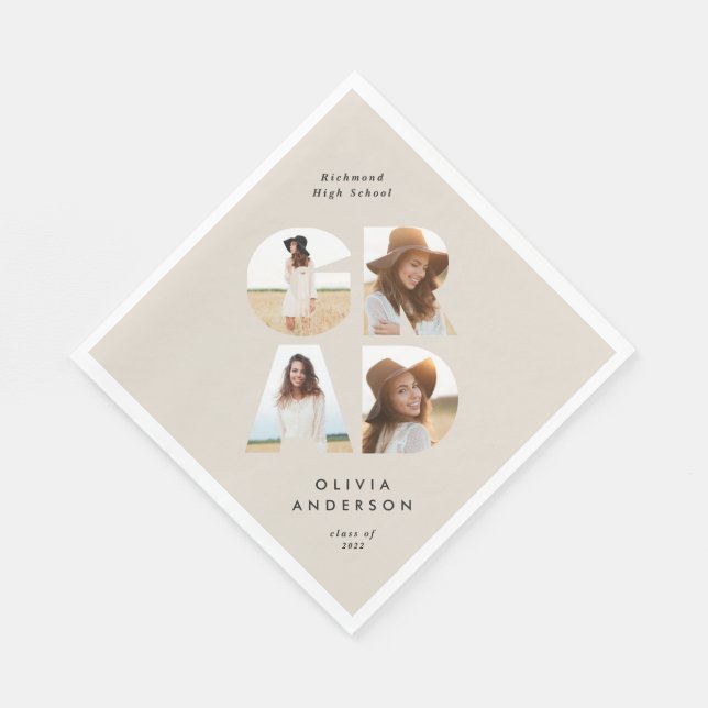 Servilleta De Papel Graduación 4 foto moderna personalizada natural (Esquina)