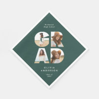 Graduación 4 foto moderna verde personalizado