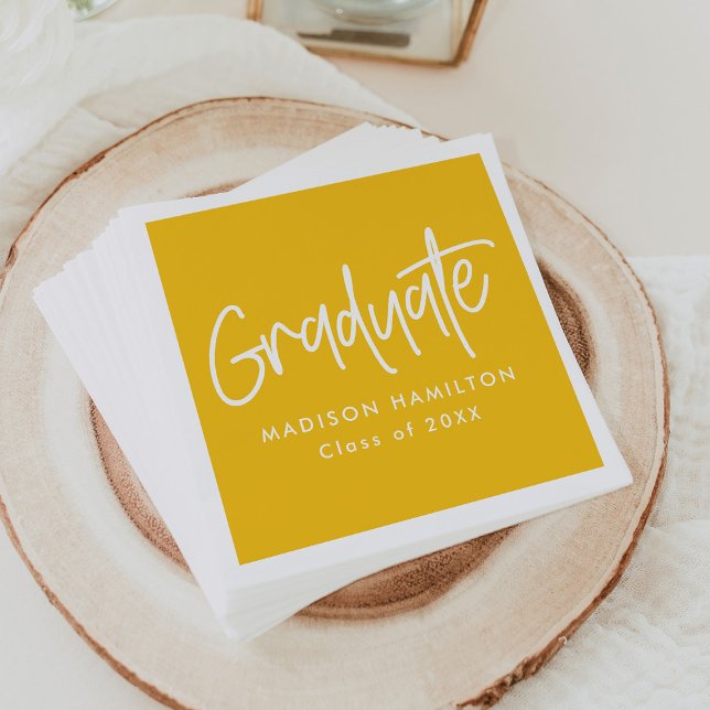 Servilleta De Papel Graduación Amarilla de guión Preppy (Subido por el creador)