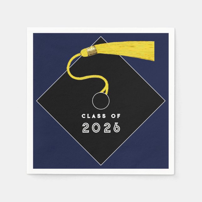 Servilleta De Papel Graduación Azul de la Marina Fiesta 2025 (Anverso)