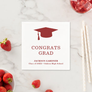 Servilleta De Papel Graduación Cap Burgundy Classic Simple