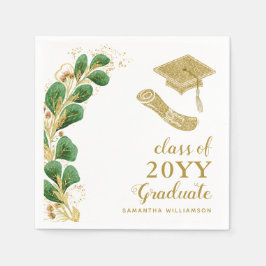 Servilleta De Papel Graduación Cap Faux Gold Year Script Elegante