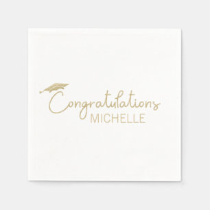 Servilleta De Papel Graduación Cap Felicitaciones Guión blanco dorad