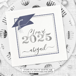 Servilleta De Papel Graduación Cap Metallic Navy Blue Class de 2025