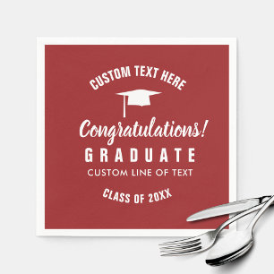 Servilleta De Papel Graduación Clase de 20XX Congrats Grad Cap Red