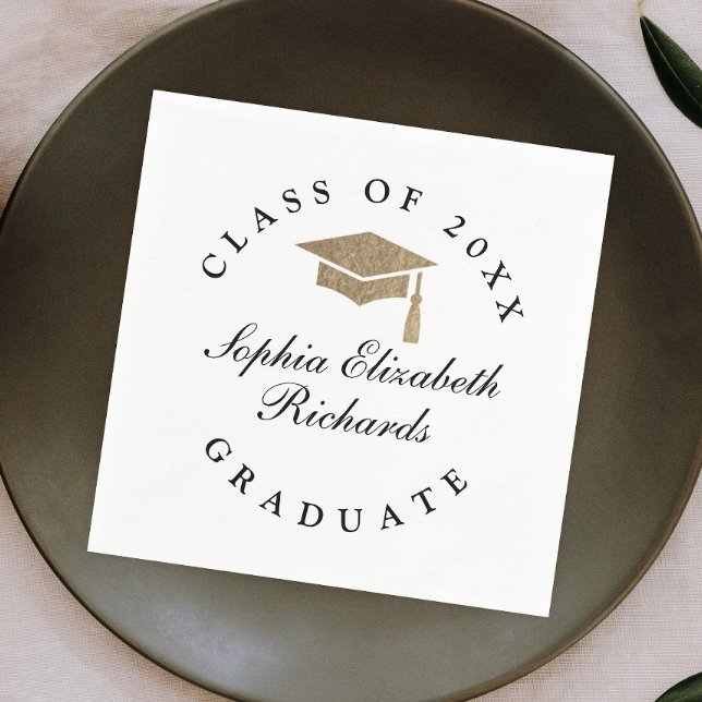 Servilleta De Papel Graduación clásico script negro y blanco  (Subido por el creador)