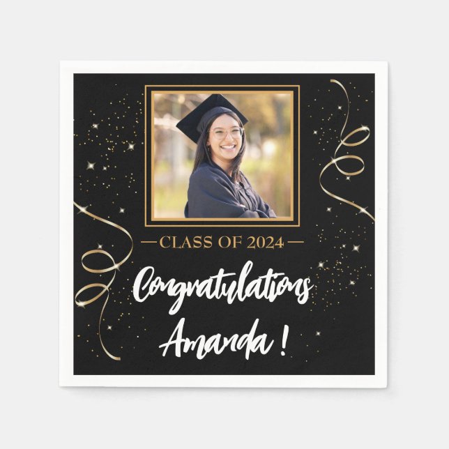Servilleta De Papel Graduación con Foto Personalizada (Anverso)