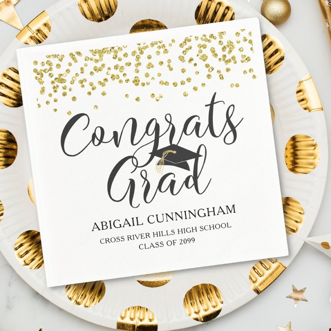 Servilleta De Papel Graduación Confetti CONGRATS GRAD Personalizado (Subido por el creador)