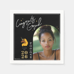 Servilleta De Papel Graduación de Afro Unicornio Amarillo