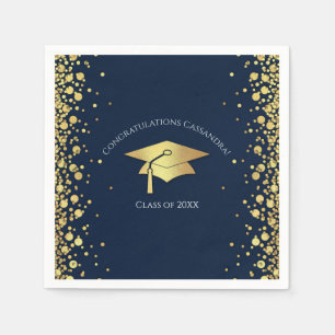 Servilleta De Papel Graduación de Azul Marino y Dorado
