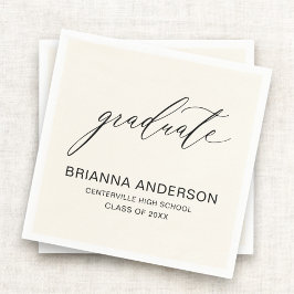 Servilleta De Papel Graduación de Beige de Crema Neutral de Guión mini