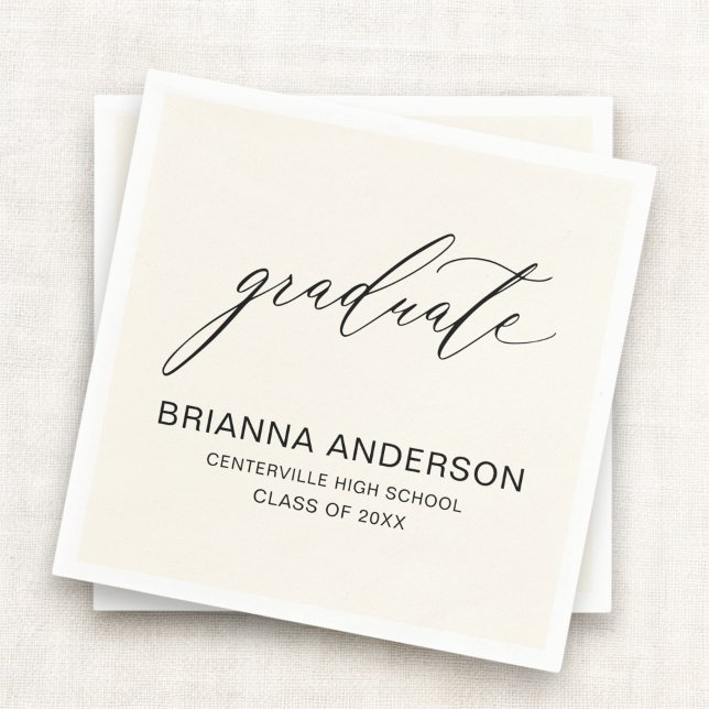 Servilleta De Papel Graduación de Beige de Crema Neutral de Guión mini (Subido por el creador)