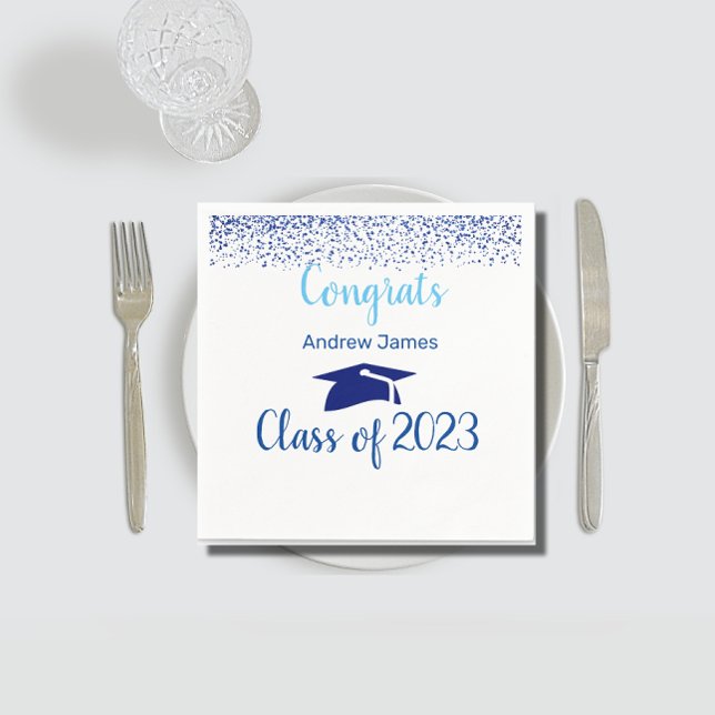 Servilleta De Papel graduación de blue confetti 2024 - Felicitaciones (Subido por el creador)
